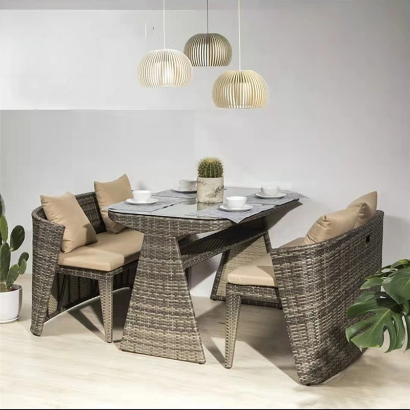 Outdoor table and chair combination, outdoor courtyard furniture, white balcony table and chair three-five-piece set