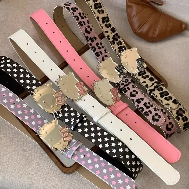 Cinturón KT Sexy Kawaii, Cinturón de Chica Europea y Americana, Cinturón Vaquero Y2K para Falda, Accesorios de Moda para Mujer para Combinar con la Ropa