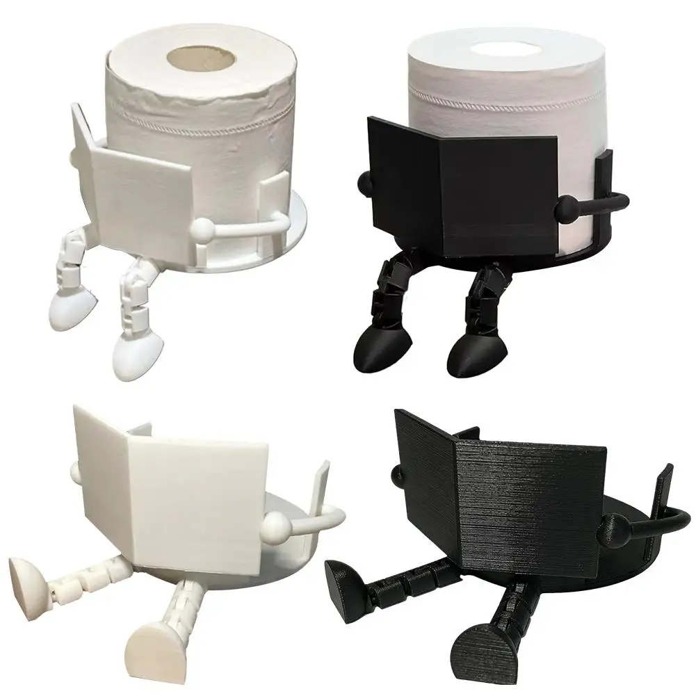 New 3D Printed Creative Toilet Paper Holder Stand-Fun Sitting Posture Design Vertical Tissue Holder Reading Buddy Bathroom Use