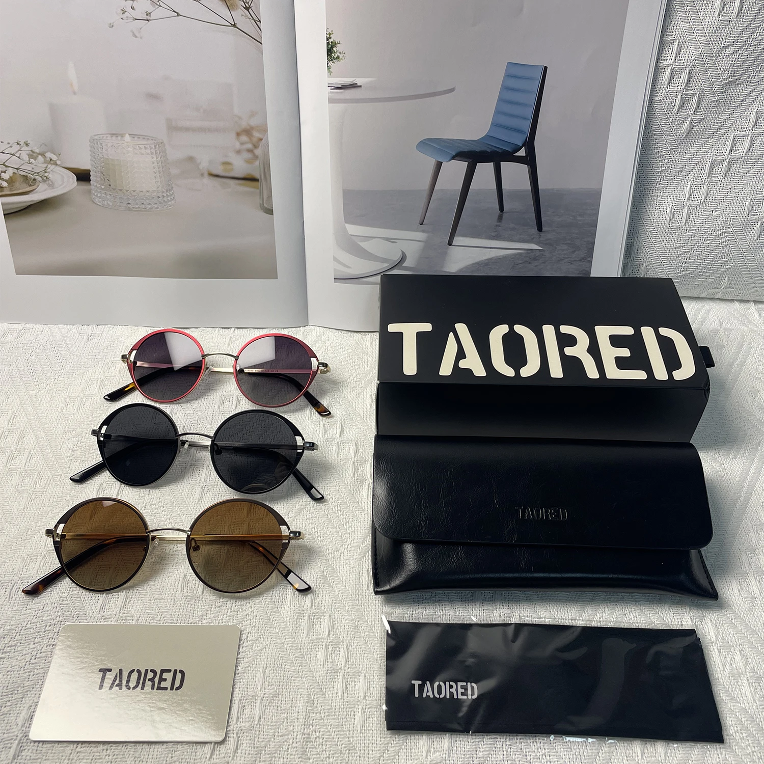 

2025 New Trendy Fashion Women's Sunglasses with Case Vintage Round Metal Frame Eyewear Designer Polarized UV400 Sunglasses