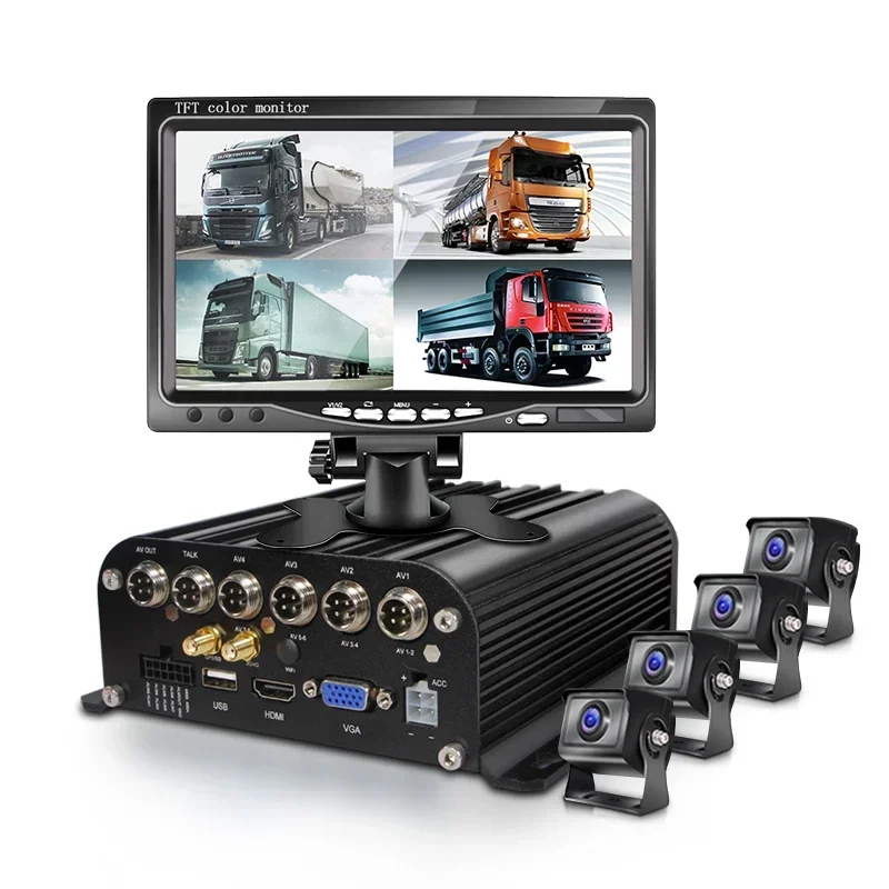 

4CH-AHD-MDVR Video Night Vision 10inch Display Bus Safety Monitoring System 4G GPS Remotely Truck Driving Recorder Camera