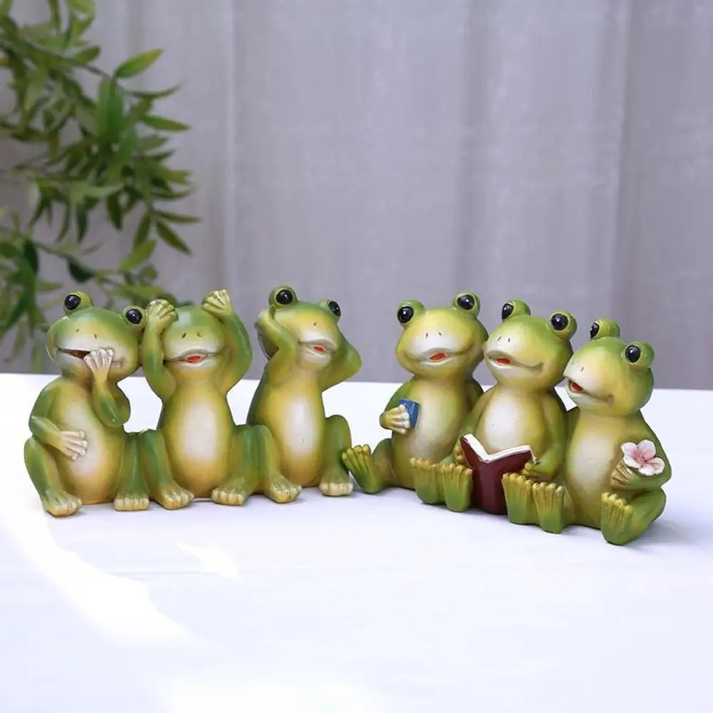 

Garden Decoration Resin Frog Statue Cute Cartoon Animal Sculpture Creative Handicraft Miniatures Figurine Park