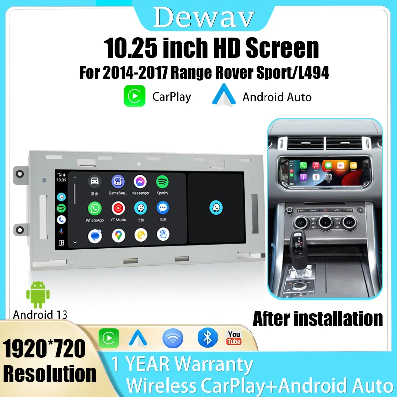 10.25 inch Android13 For 2014-2017 Range Rover Sport L494 Multimedia Player Radio Carplay Auto Retains The Original Feature Menu