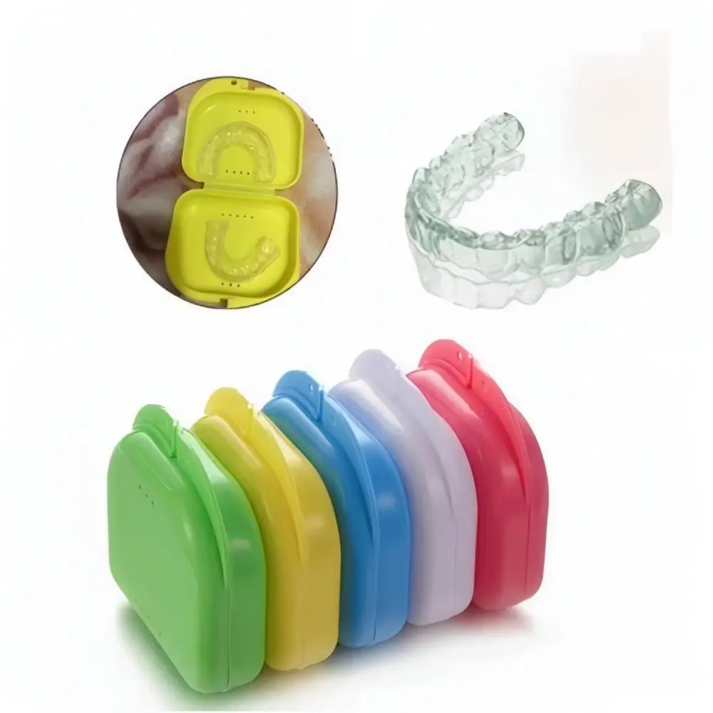 

Colorful Denture Cleaning Box Plastic Mouthguard Retainer Case with Vent Holes False Teeth Appliance Container Storage Boxes ﻿