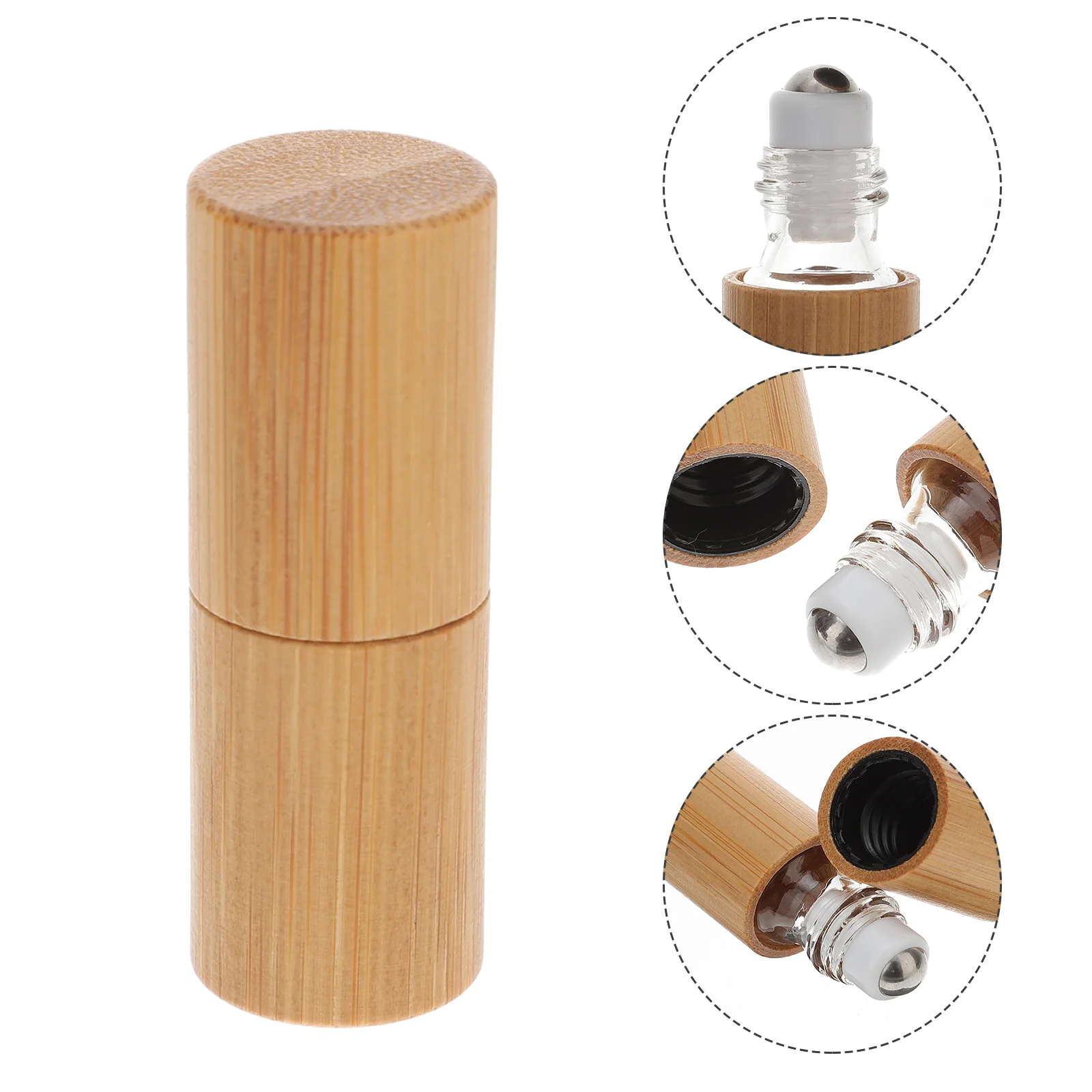 

Essential Oil for Diffuser Roller Ball Bottle Travel Roll-on Sub-packing Glass Wooden Red Perfume
