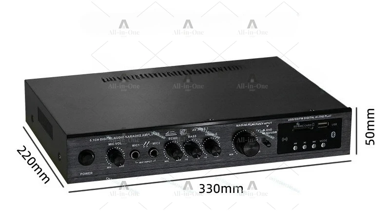 5.1 Channel High Power Amplifier Subwoofer Home Theater Stage Outdoor Bluetooth Amp with FM Radio