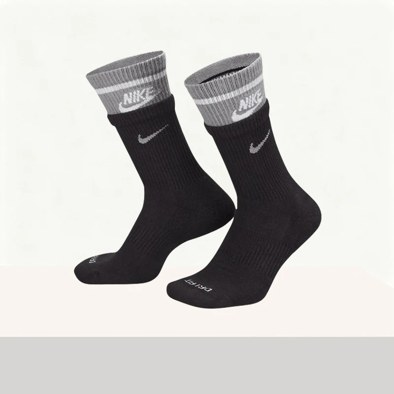 

Nike Stylish, Minimalist Black and Gray Color-Blocked Versatile Premium Moisture-Wicking Knee-High Socks FN3148-001