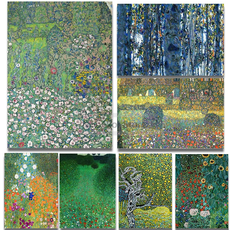 Classics Symbolism Gustav Klimt Vienna Secession Garden Poster and Prints Canvas Painting Wall Art Pictures Home Room Decor