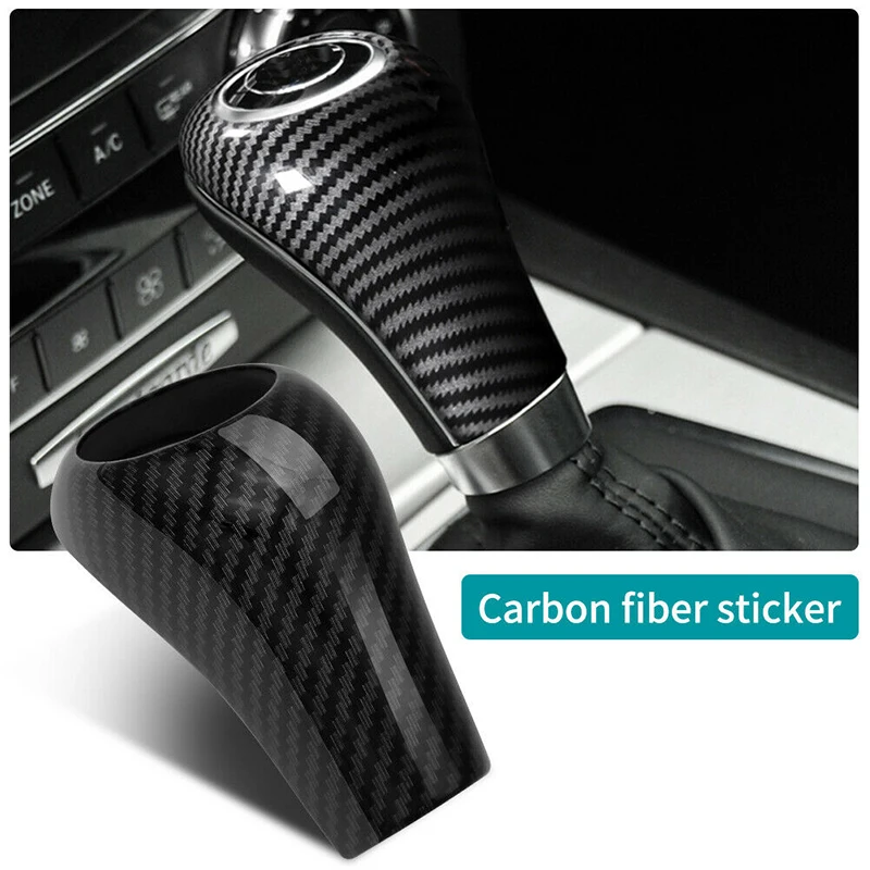 Front ABS Carbon Fiber Look Gear Shift Knob Cover Plastic Fit For Mercedes-Benz W204 C E G GLS Class