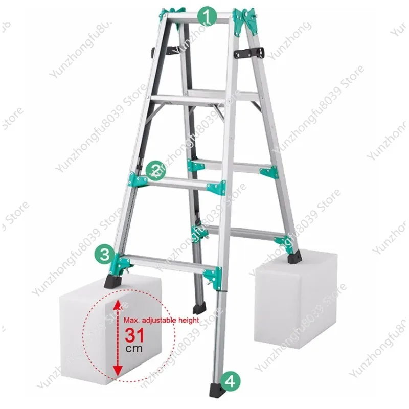 RYZ-12/ 4-step Multifunctional Home Folding Ladder Lightweight Aluminum Alloy Telescopic Herringbone Ladder And Straight Ladder