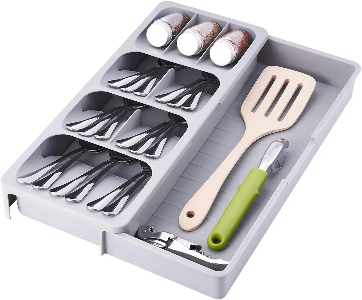 

Expandable Kitchen Drawer Organizer, Adjustable Cutlery Trays and Utensil Holder, Kitchen Drawer