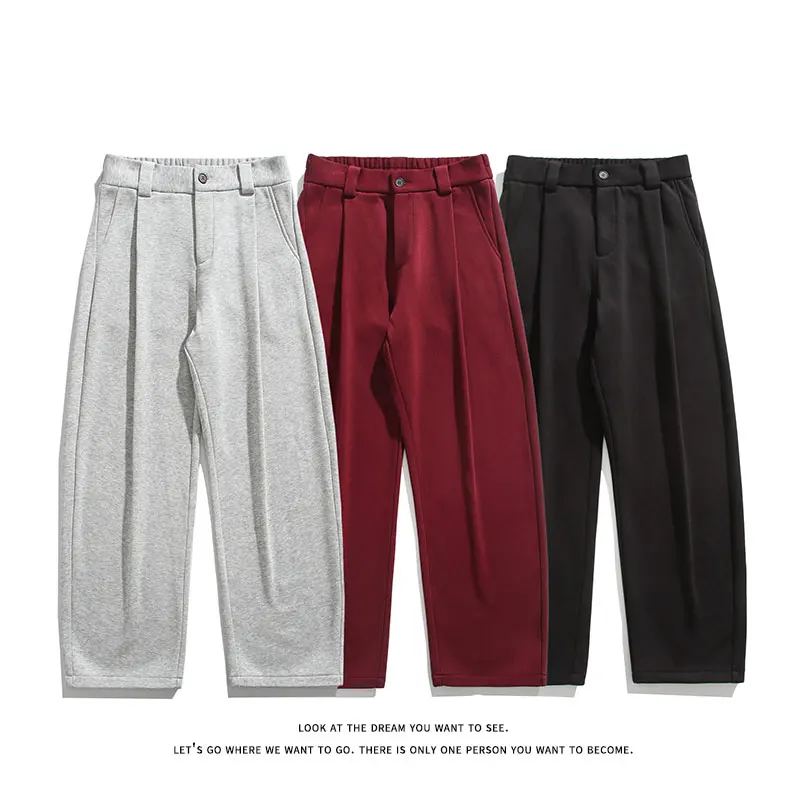 Men s Casual Pants Loose Fit Stretch Cotton Twill Straight Leg Trousers Streetwear Joggers Big Size