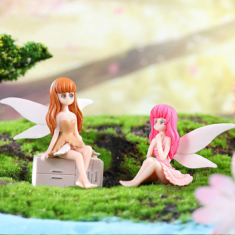 1 Piece Of Miniature Garden Fairies Figurines Resin Mini Fairy Statue Figure Fairy Garden Ornaments Decorations Accessories