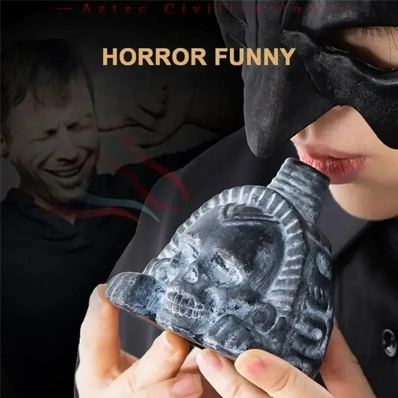 ABWE-Cabezal de calavera de resina para Halloween, silbato de muerte azteca, silbato de fantasma, accesorio de ruido para fiesta, regalo para niños