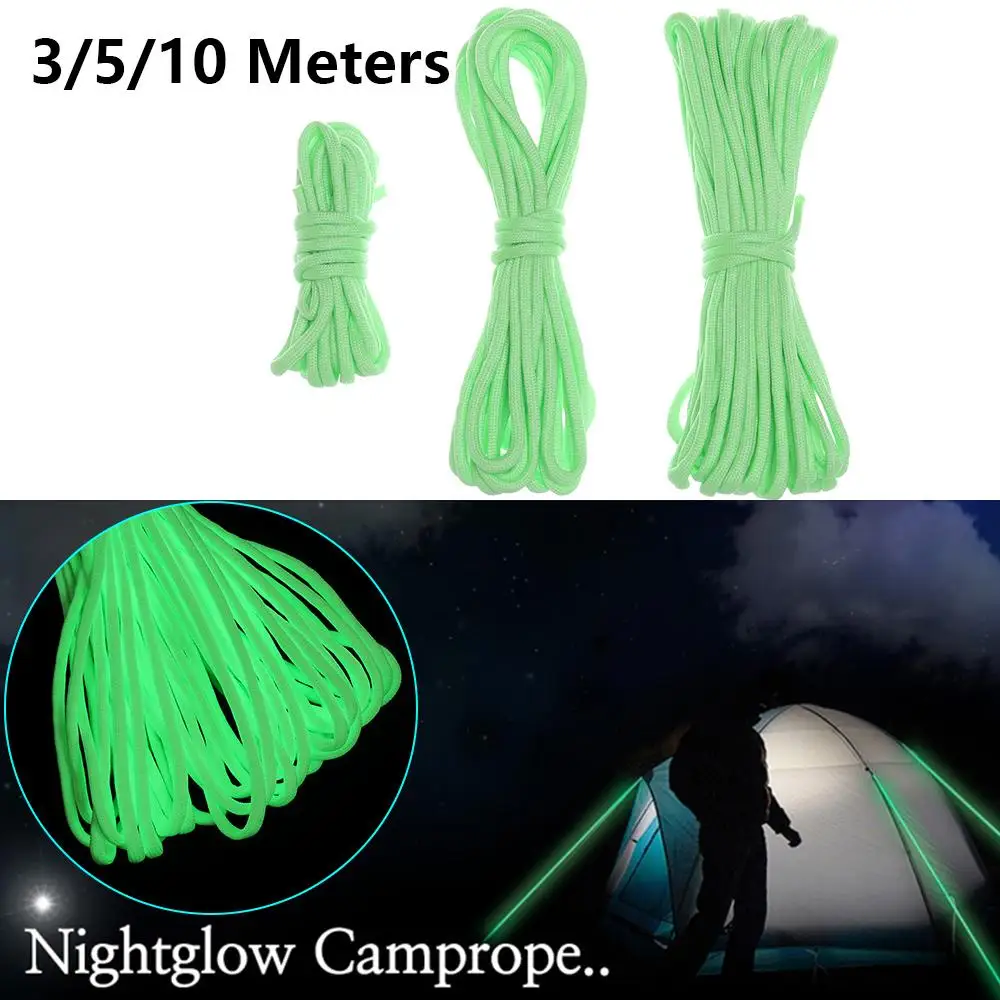 3/5/10 Meters Hot Camping Equipment 7Strands Paracord Cords Survival Paracord Lanyard Ropes Camp Glow Paracords Luminous Rope