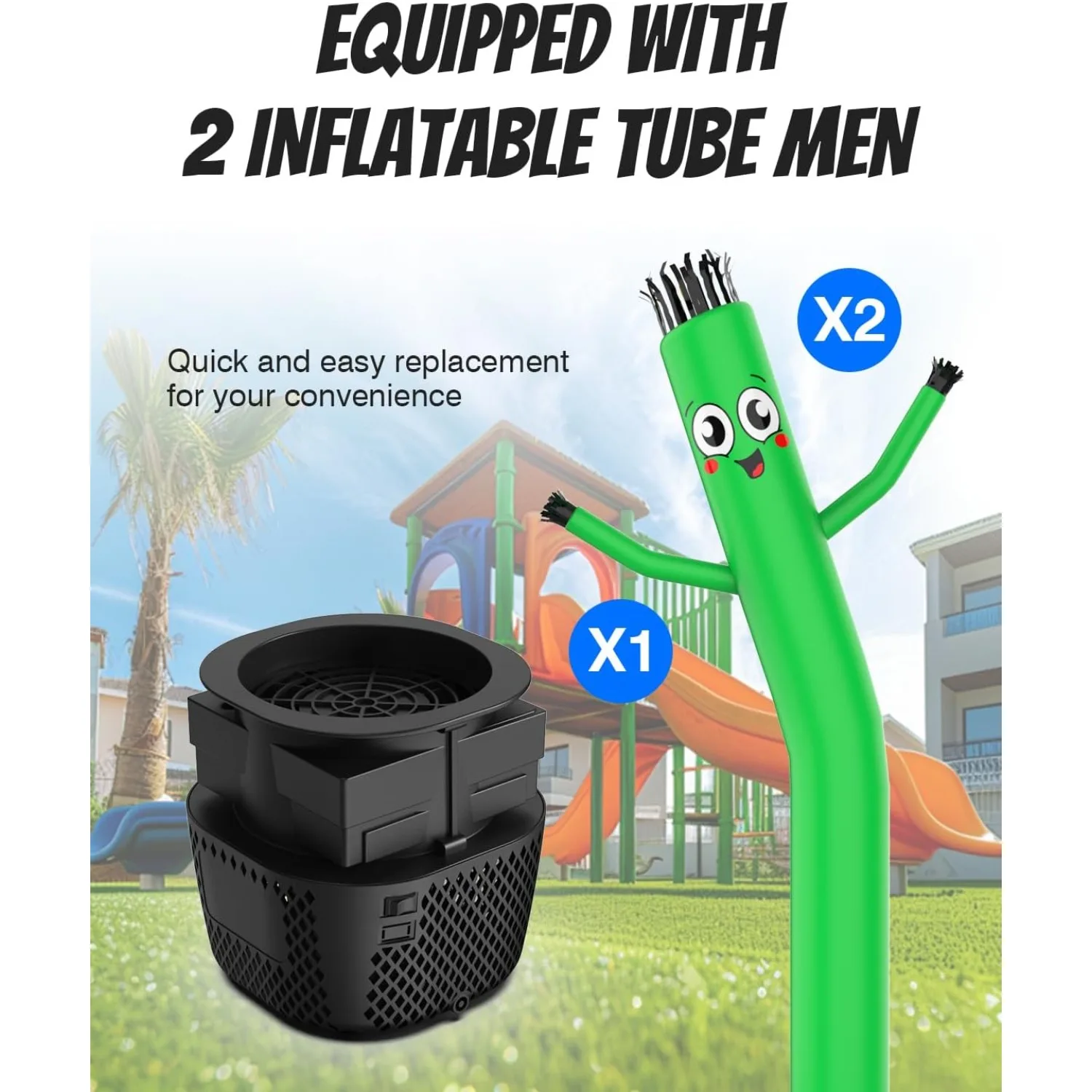 6-foot tall inflatable wobbling man with a small blower, suitable for outdoor decoration and commercial advertising.