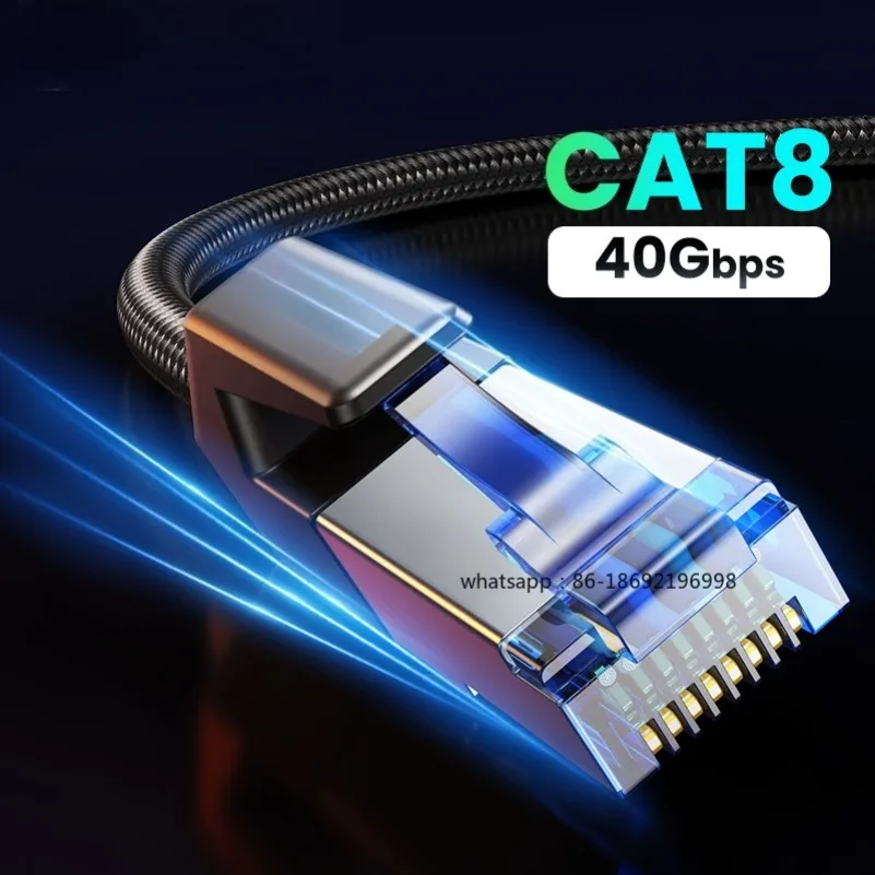 CAT 8 Ethernet Cable High Speed Braided 40Gbps 2000Mhz Network Lan Cord RJ45 Shielded Indoor for Router PC PS5 Modem Xbox