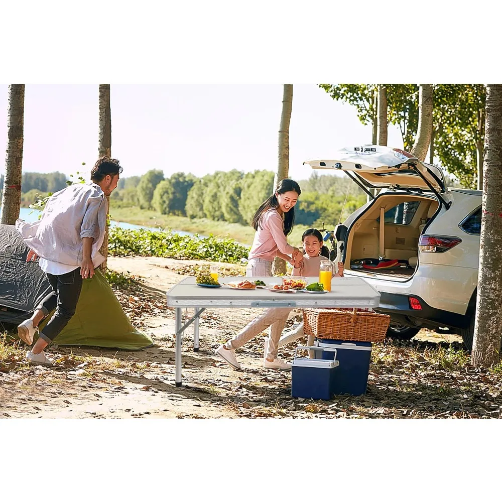 

Folding Picnic Table, Portable Picnic Table, Folding Table with Bench, Outdoor Table and Chairs, Hole for Umbrella, Mesh net St