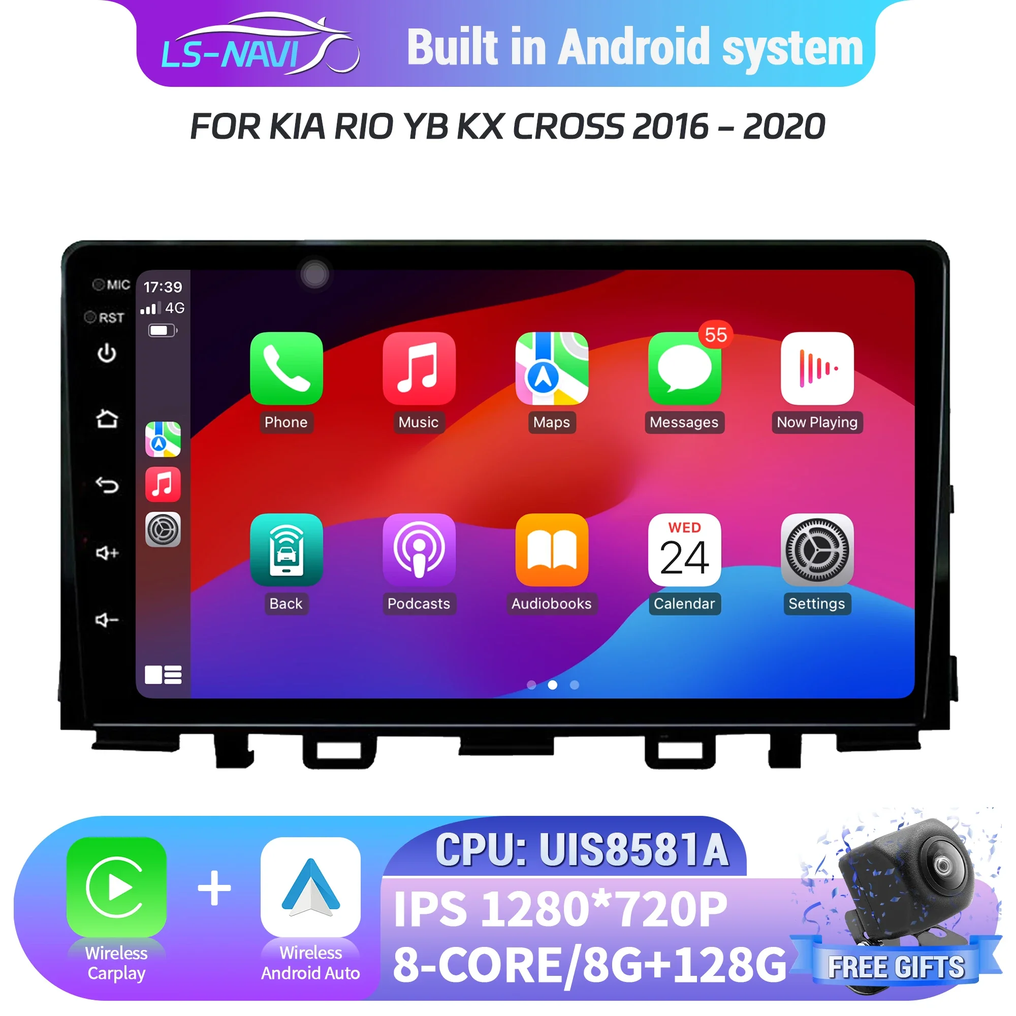 

Car Radio 4G GPS For Kia RIO YB KX Cross 2016-2020 Wireless Bluetooth CarPlay Android 14 Navigation Multimedia Head Unit Screen