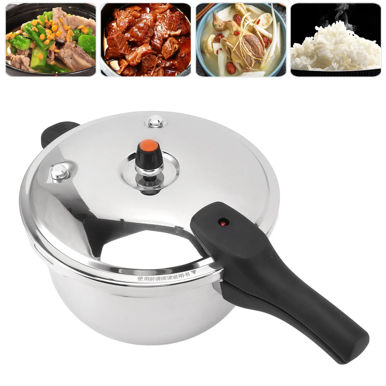 Pressure Cooker Stainless Steel Explosion Proof Multifunctional with Safety Valve 80KPA Security Handle Pressure Cooking Pot