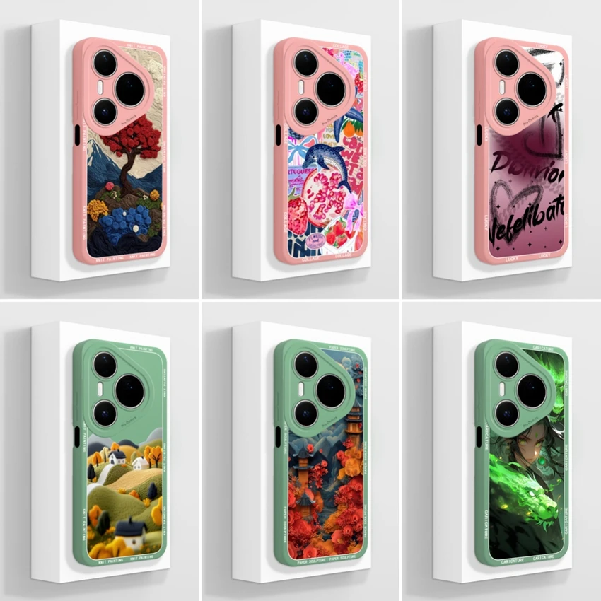 Hülle für Huawei Pura 80Pro Ultra 80 Pro+ 5G Handyhülle Modisches Strickmuster Weiche Silikon Anti-Sturz-Schutzhülle für Pura80 Gehäuse