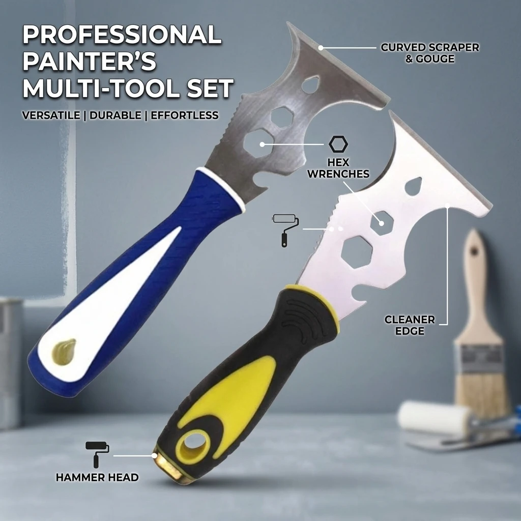 15 in 1 Multifunctional Stainless Steel Putty Knife - Spatula Putty Scraper Cleaning Tool for DIY Construction