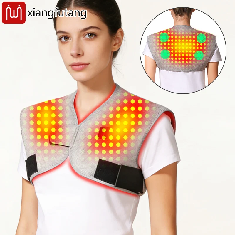 

Red Light Electric Heating Shoulder Support Vibration Massager Relieves Back Joint Pain Fatigue 3-Level Adjustment Timer Shawl