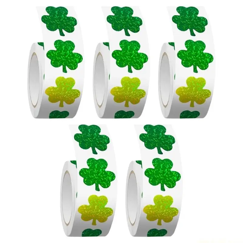 Dynamic Reflective 4-leaf Shamrock Sticker 3.8cm Diameter Vibrant Seal Sticker Great For Event Decorations