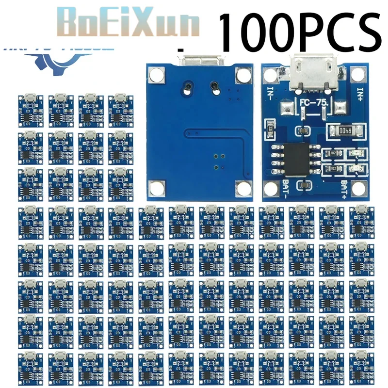 1-100PCS TP4056 1A Li-ion Battery Charging Module with Micro USB, 4.2V Single Cell Charger for DIY Projects