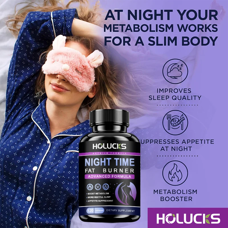 Premium Night Time Fat Burner Supplement, for Restful Sleep & Overnight Calorie Burning, Metabolism & Appetite Control, Relax