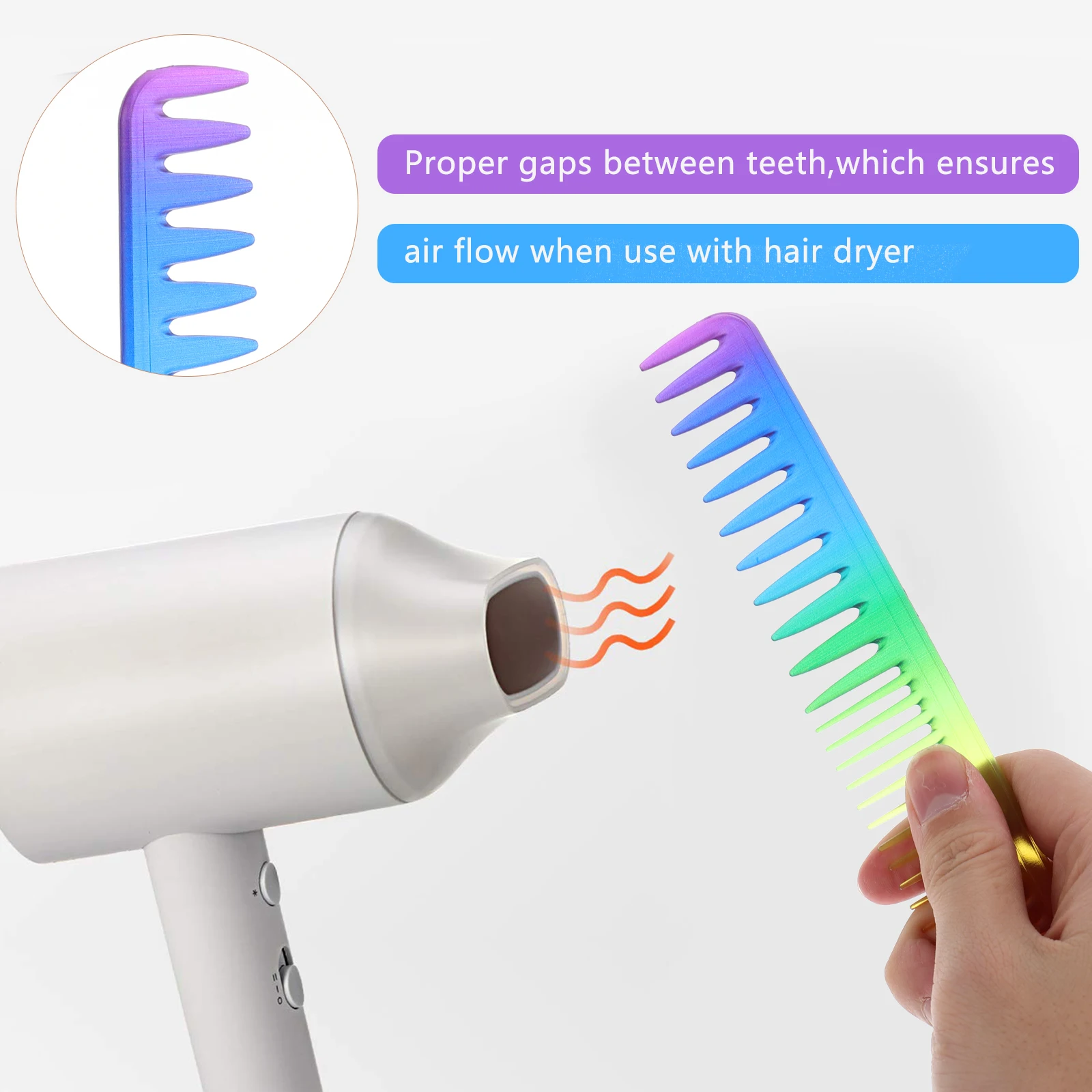 

3 Pcs Hairdressing Comb Anti Static Salon Styling Comfort Grip Smooth Teeth Detangle Knots Daily Use Hotel Barber Shop