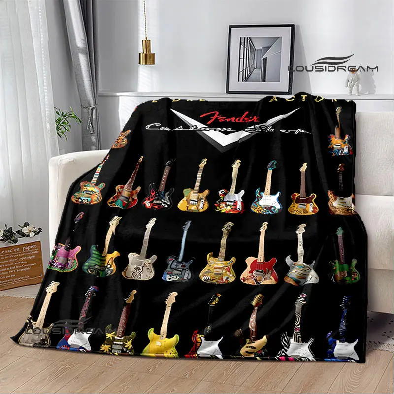 FENDER guitar Retro printing blanket flannel soft and comfortable blanket home travel blanket warm blanket birthday gift