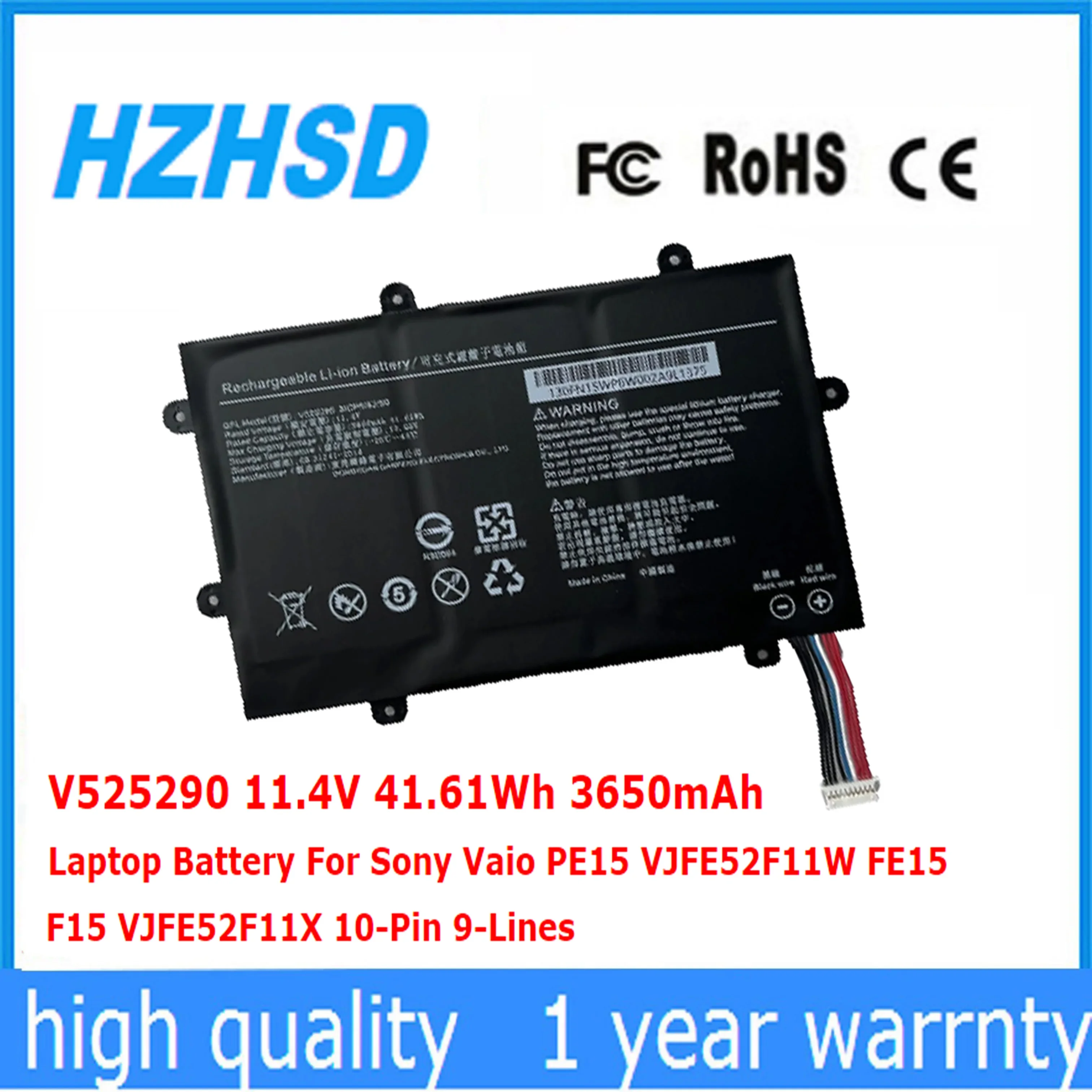 

V525290 Original 11.4V 41.61Wh 3650mAh Laptop Battery For Sony Vaio PE15 VJFE52F11W FE15 F15 VJFE52F11X 10-Pin 9-Lines