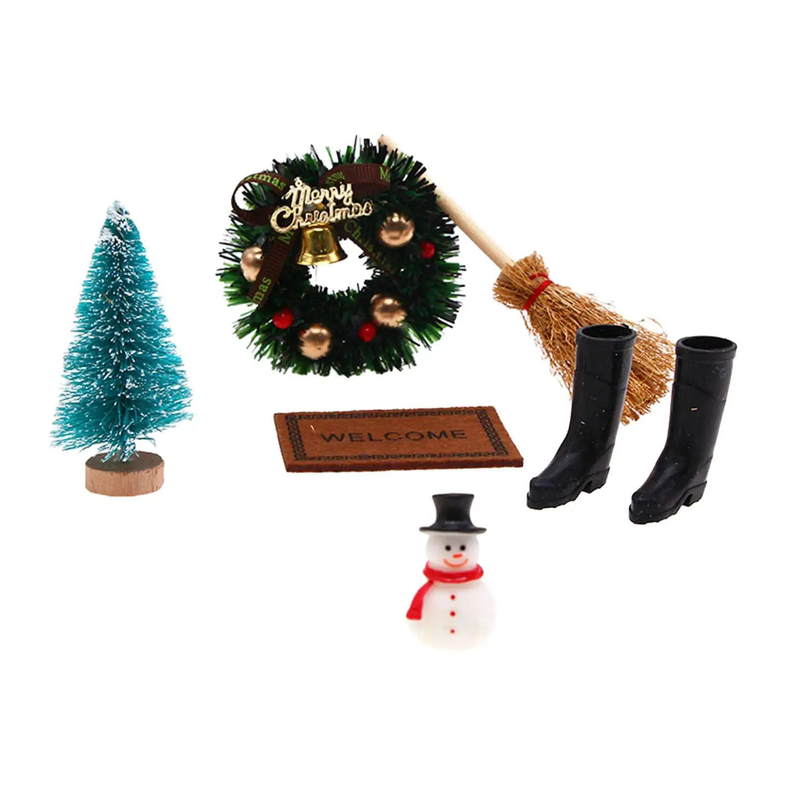 6x casa de bonecas decoração de natal conjunto de boneco de neve DIY para projetos DIY arquitetônicos