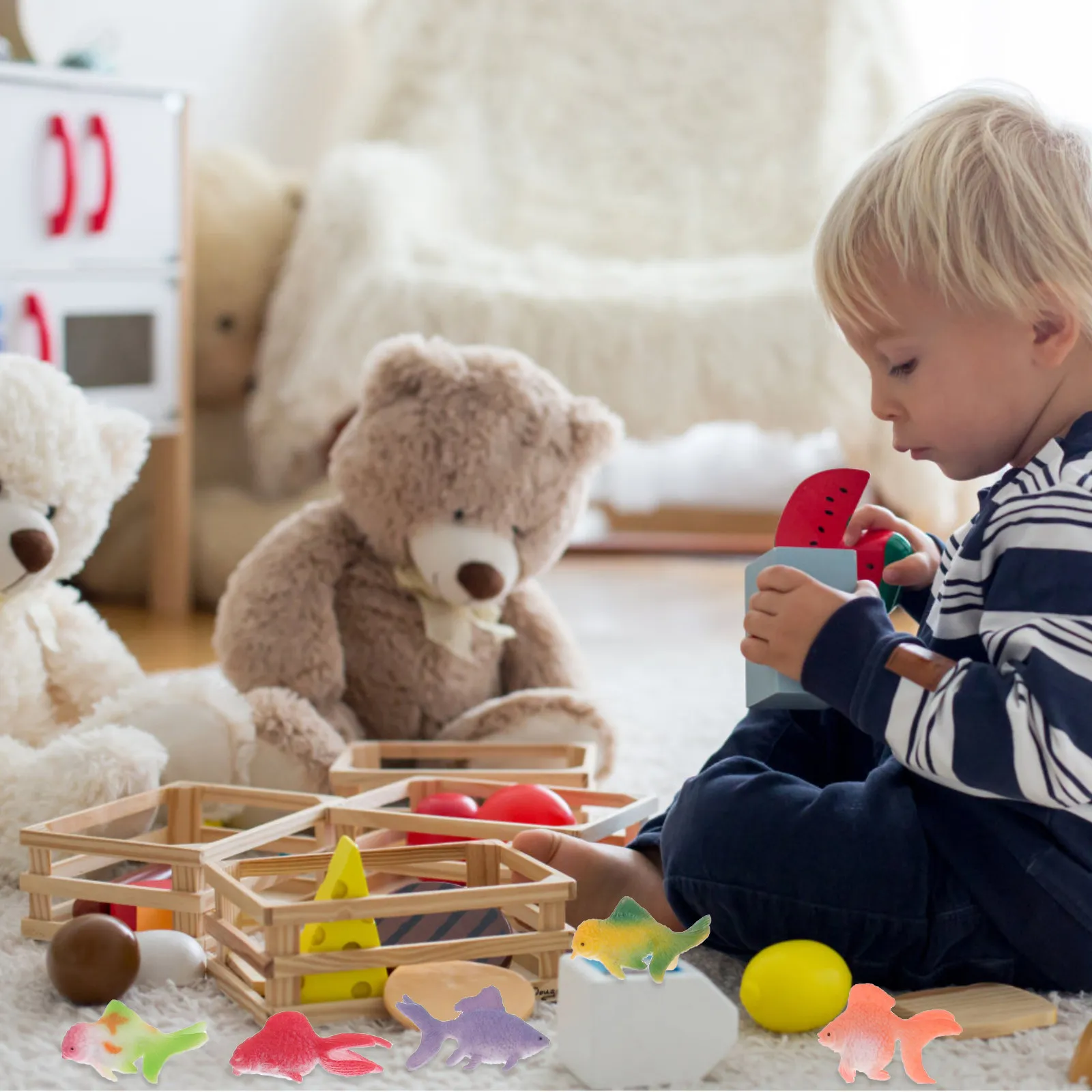 

12Pcs Goldfish Plastic Set Colorful Mini Fish Decoration Approx 2Cm Great for Zoo Collection Inspiring Kids Imagination