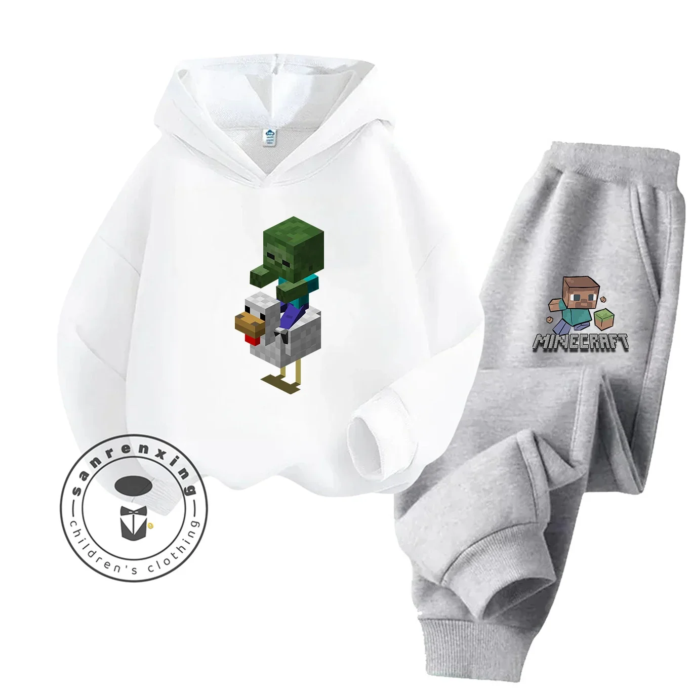 2025 Minecraft الكرتون المطبوعة هوديي مجموعة موضة جديدة للأطفال المراهقين بنين بنات عادية رائجة البيع الخريف الشتاء