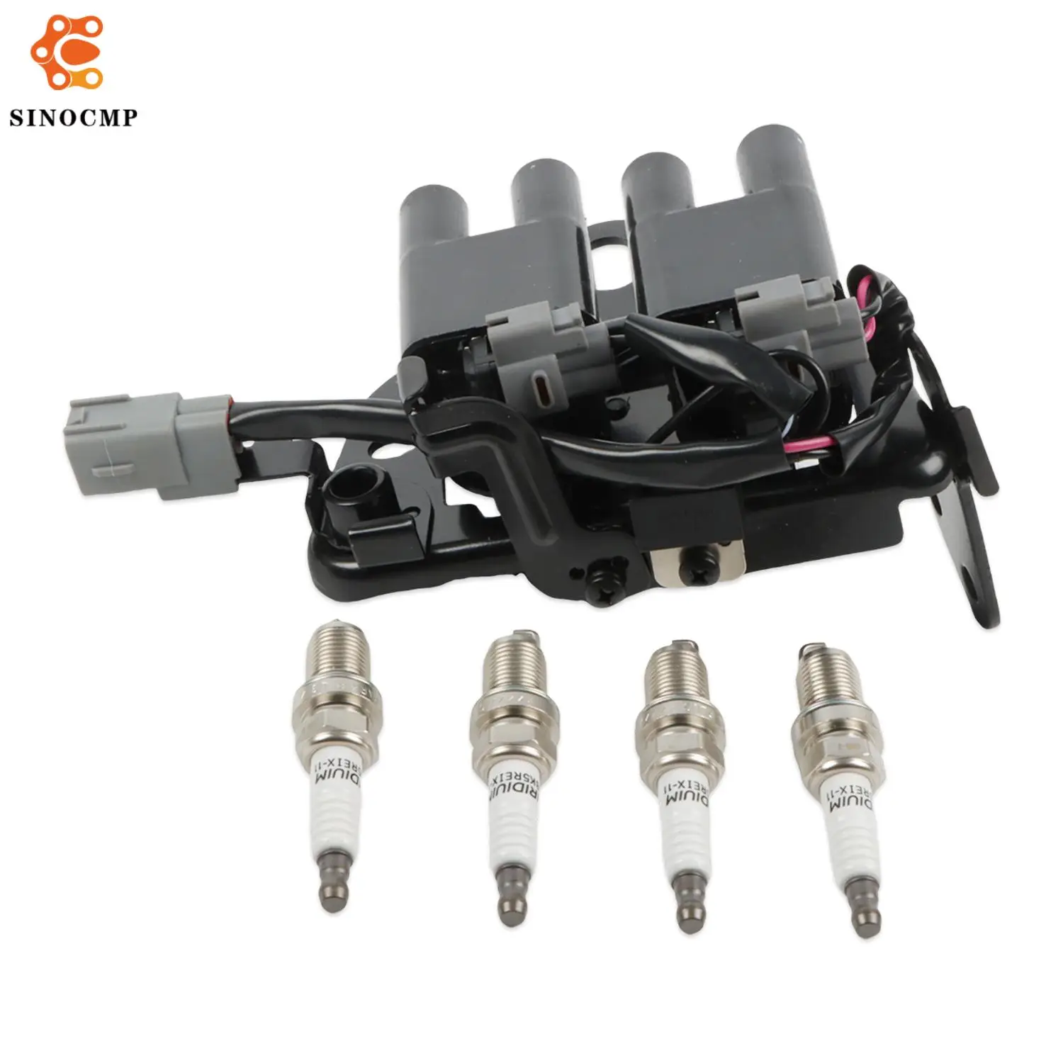 

UF419 4503 4Pcs Iridium Spark Plugs And Ignition Coils For Hyundai Elantra Tiburon Tucson Kia Spectra 5 Sportage L4 2005-2009