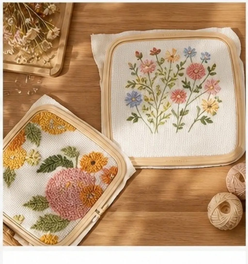 2Pcs Embroidery Hoop Plastic Square Stable Adjustable Cross Stitch Punch Needle Frame DIY Needlework Craft Tool