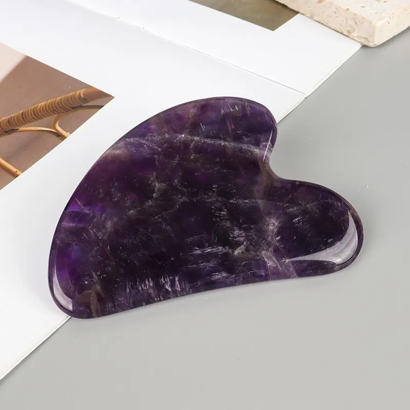 

Amethyst Face Gua Sha Tool Skin Care Body Eye Natural Crystal Mineral Stone heart Massager Health Beauty Lifting And Firming