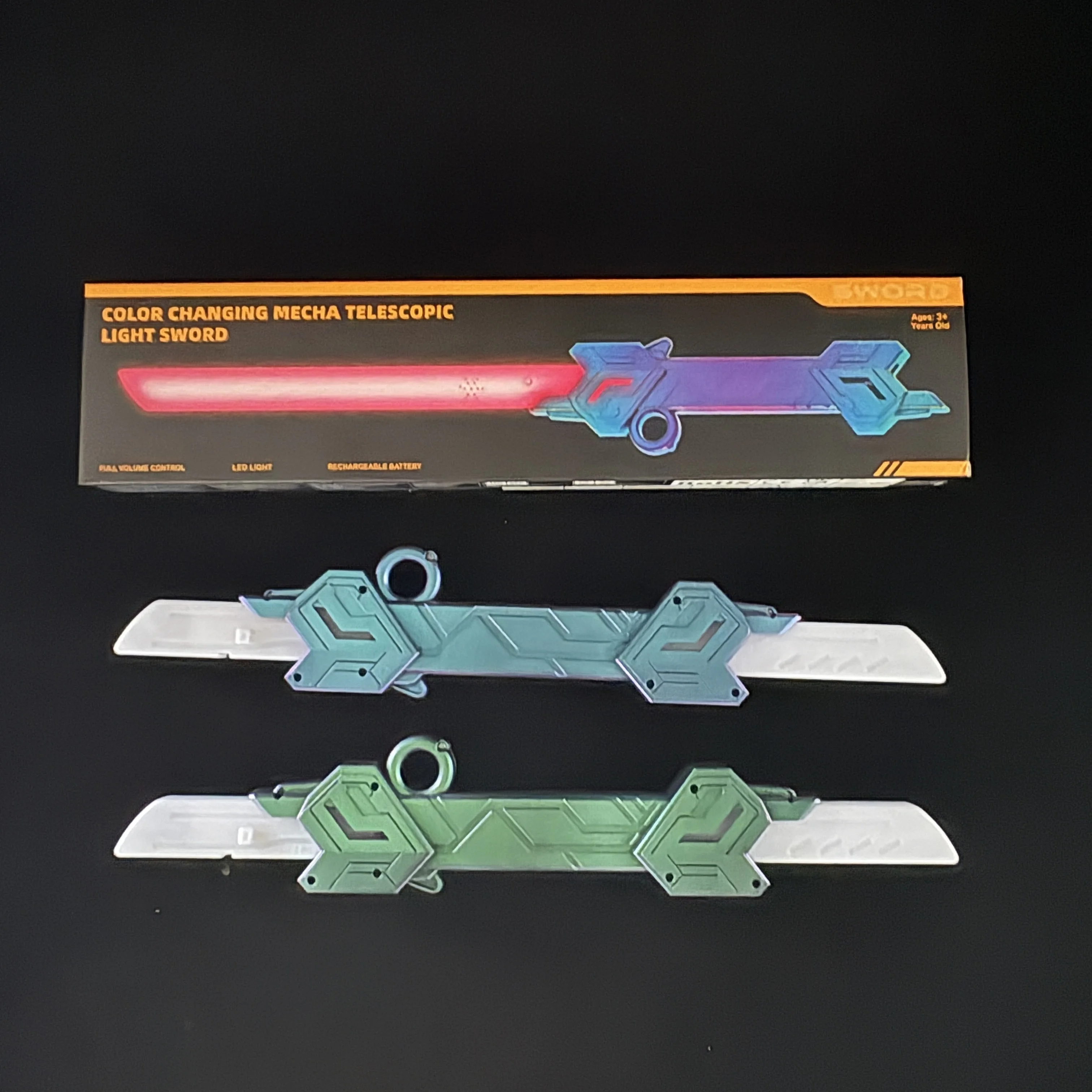 7가지 색상과 소리가 나는 텔레스코픽 회전 라이트 세이버, 어린이와 성인을 위한 플래싱 검 장난감, 파티 스트레스 해소 선물