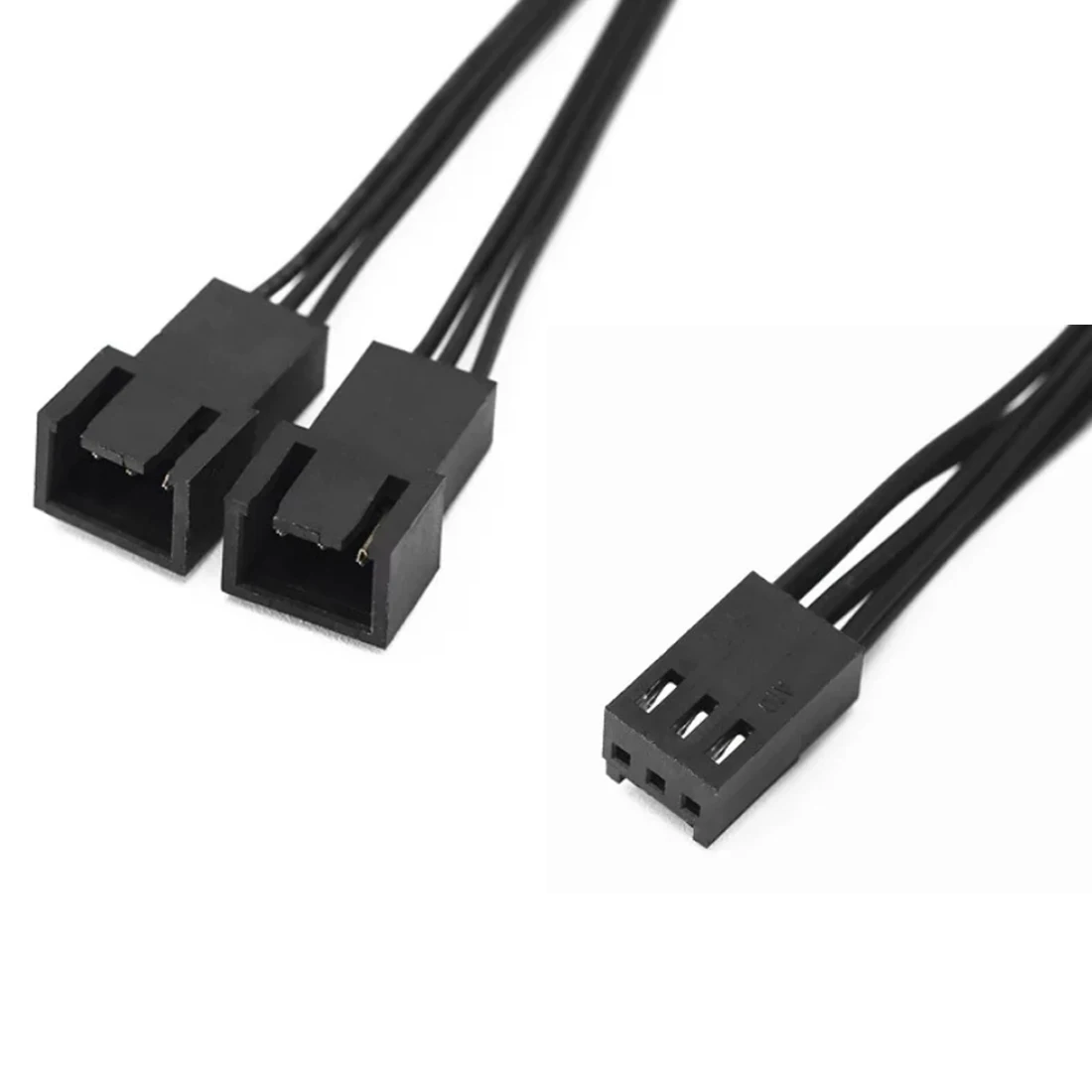 2pcs 3-Pin Connector Fan 1 to 2 Extension 3P Adapter Conversion Cable Splitter Computer Wire Adapter