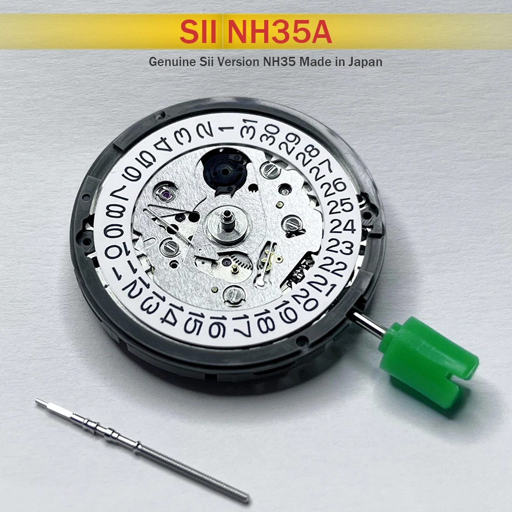 Genuine SII NH35 NH35A Automatic Mechanical Movement Original NH35 Made in Japan 24 Jewels High Accuracy White Date at 3H