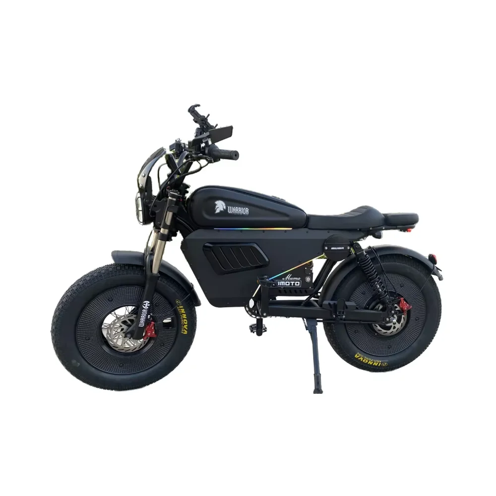 Black Warrior Motorcycle 3000W60V45AH Adult All-Terrain Mountain Electric Bike with LED Light 20 Inch Off-Road Fat Tire E-Bike image 2