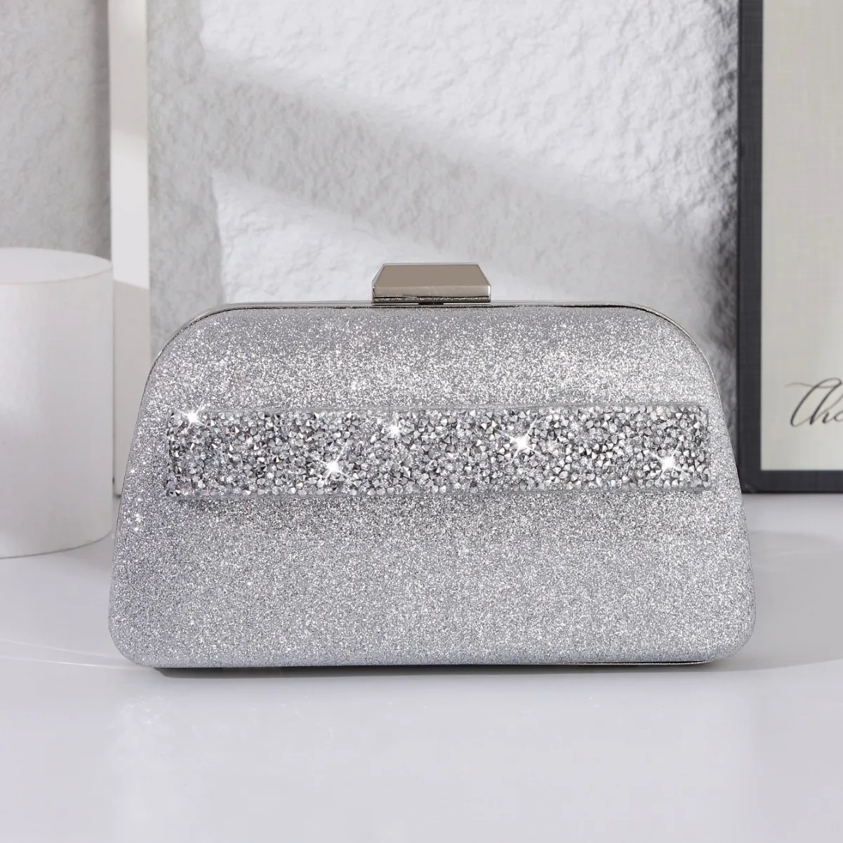 

Luxury Rhinestone Evening Bags Elegant Sparkling Sequins Banquet Clutch Purse with Chain Crossbody Shoulder Bag Women Handbags