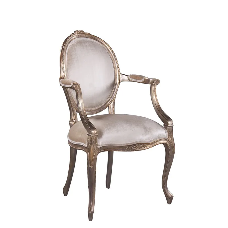 

French pastoral, dining chair, lounge chair, gold-painted dressing stool
