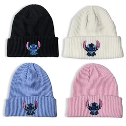 Disney Stitch Knitted Hat for Boys Girls Anime Cartoon Cute Hats Couple Autumn Winter Warm Hooded Cap Children Kawaii Caps