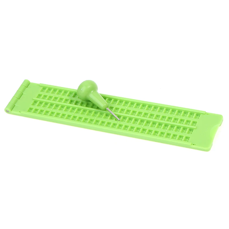 Imagem -06 - Plástico Braille Escrita Ardósia Portátil Cuidados Visão Prático com Stylus Escola de Aprendizagem Ferramenta Verde Acessório 1pc