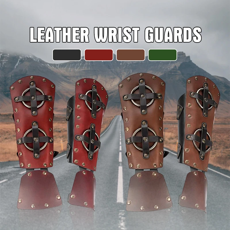 Un par de guantes de boxeo medievales Steampunk para hombre, cinturón Vintage, armadura con remaches, correa para la muñeca, accesorios de juego de rol de caballero gótico