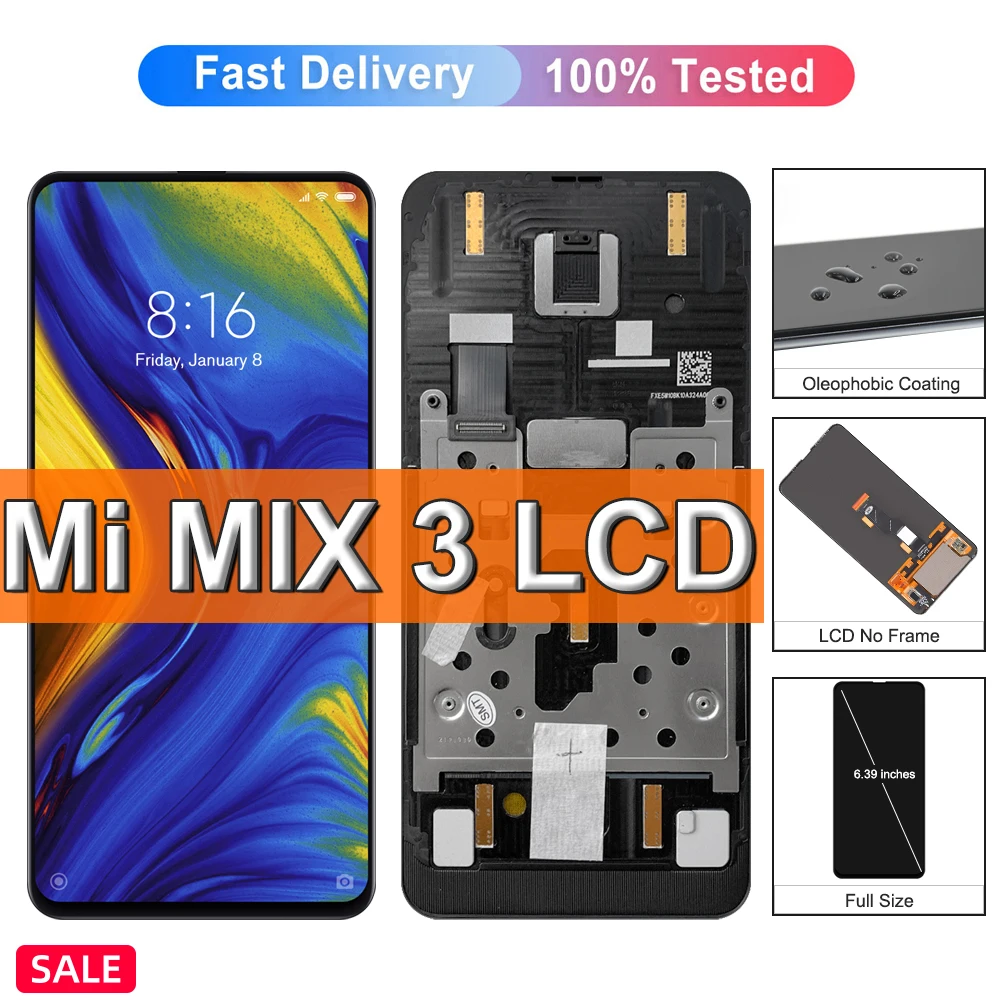 AMOLED For Xiaomi Mi Mix 3 LCD Display Touch Screen Digitizer with Frame 6.39\