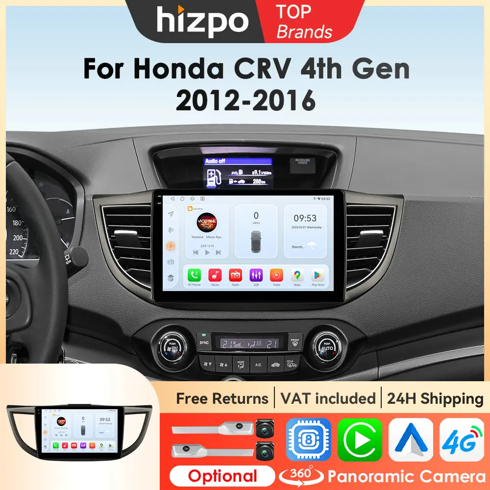 Hizpo 10.1 pollici autoradio per Honda CRV CR-V 4 4th Gen 2012 2013 2014 2015 2016 navigazione GPS lettore video multimediale stereo 4G